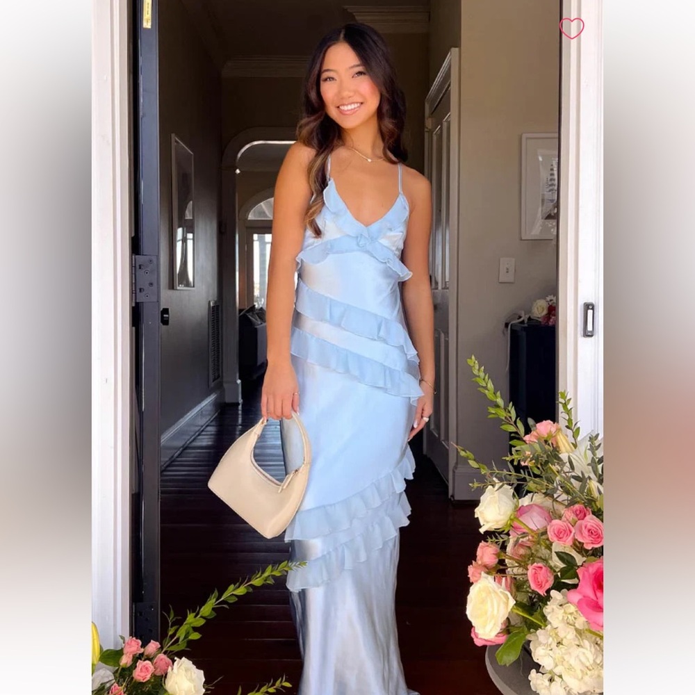 Beginning boutique - Inara Blue Ruffle Maxi Dress - size 0 NWT
